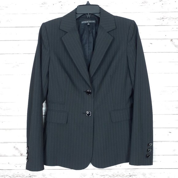 ANTONIO MELANI Jackets & Blazers - Antonio Melani Womens Blazer Size 4 Black Pinstripe Suit Jacket 789